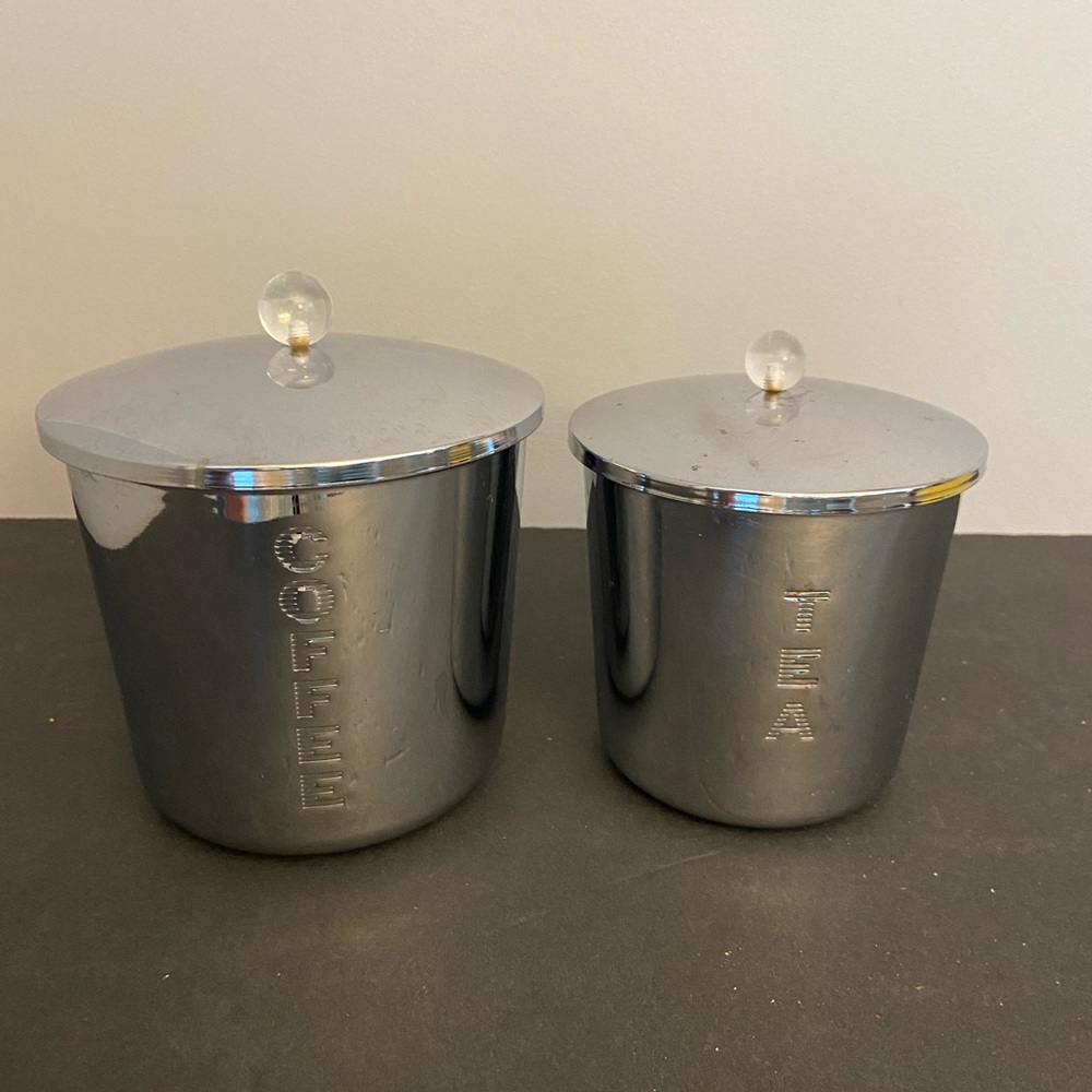 Vintage Everedy Chrome Coffee & Tea Canister Set - Picture 1 of 5